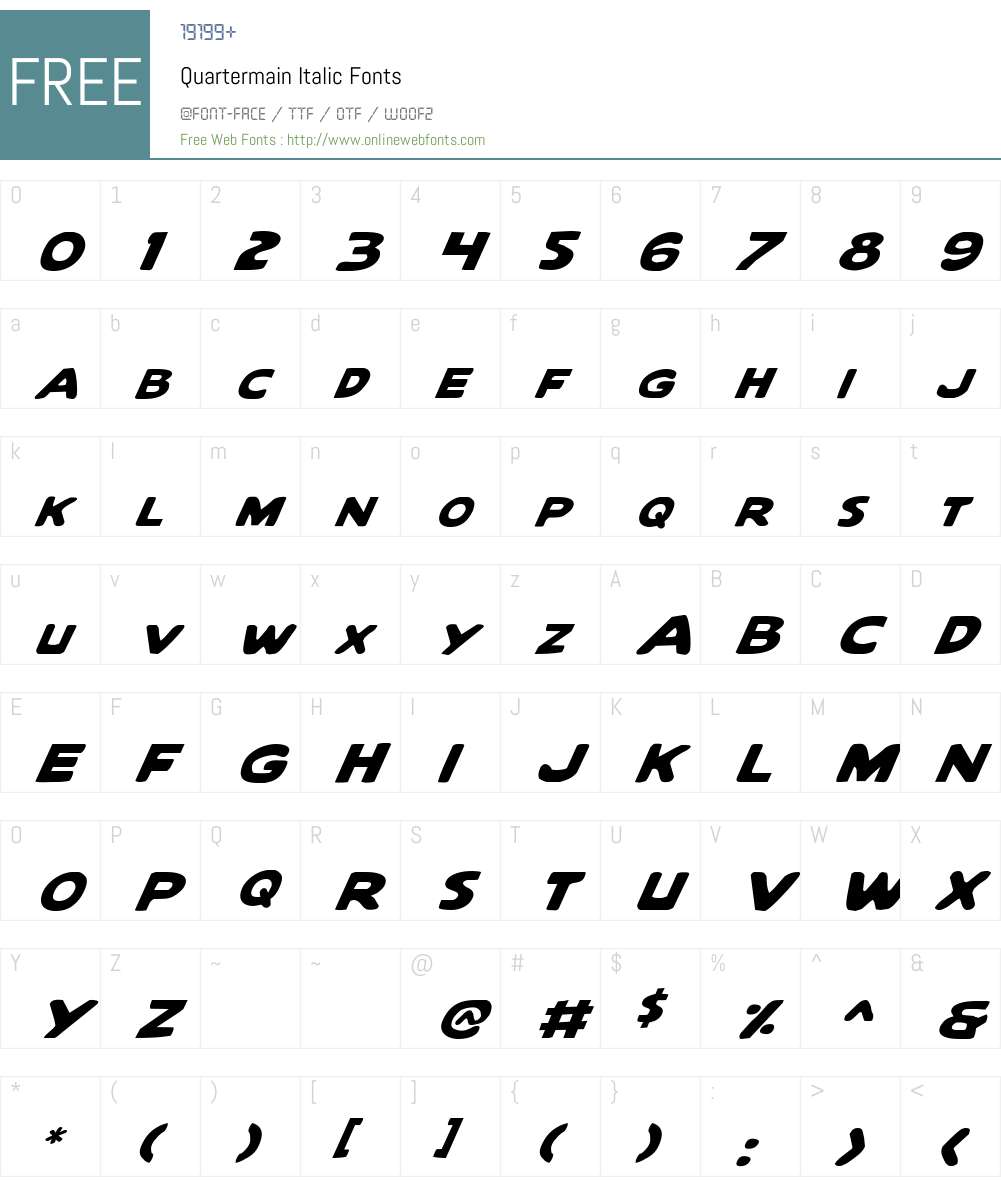 Quartermain Italic Font Screenshots