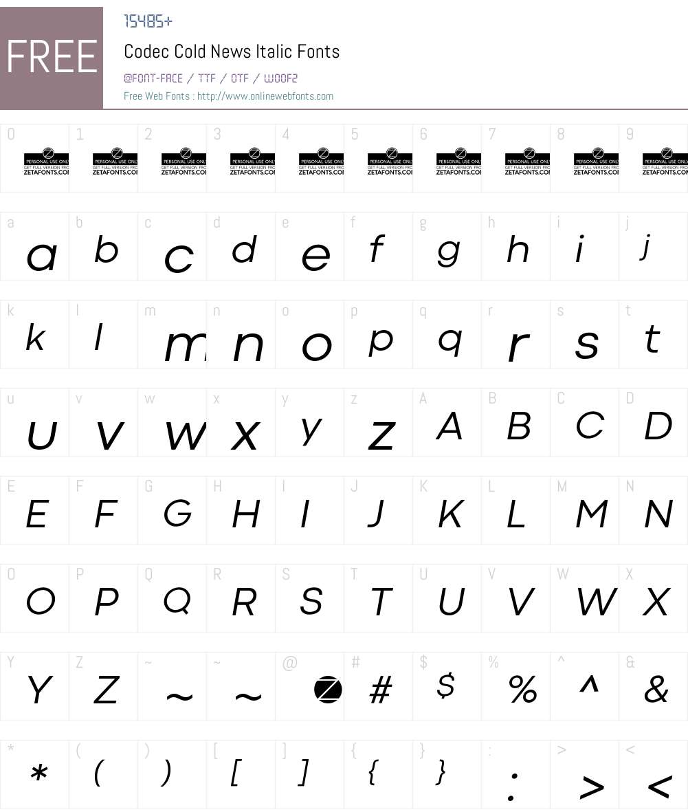 Codec Cold Font Screenshots