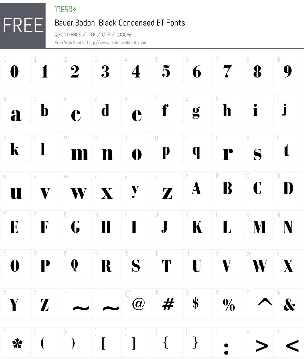 BauerBodni BlkCn BT Font Screenshots