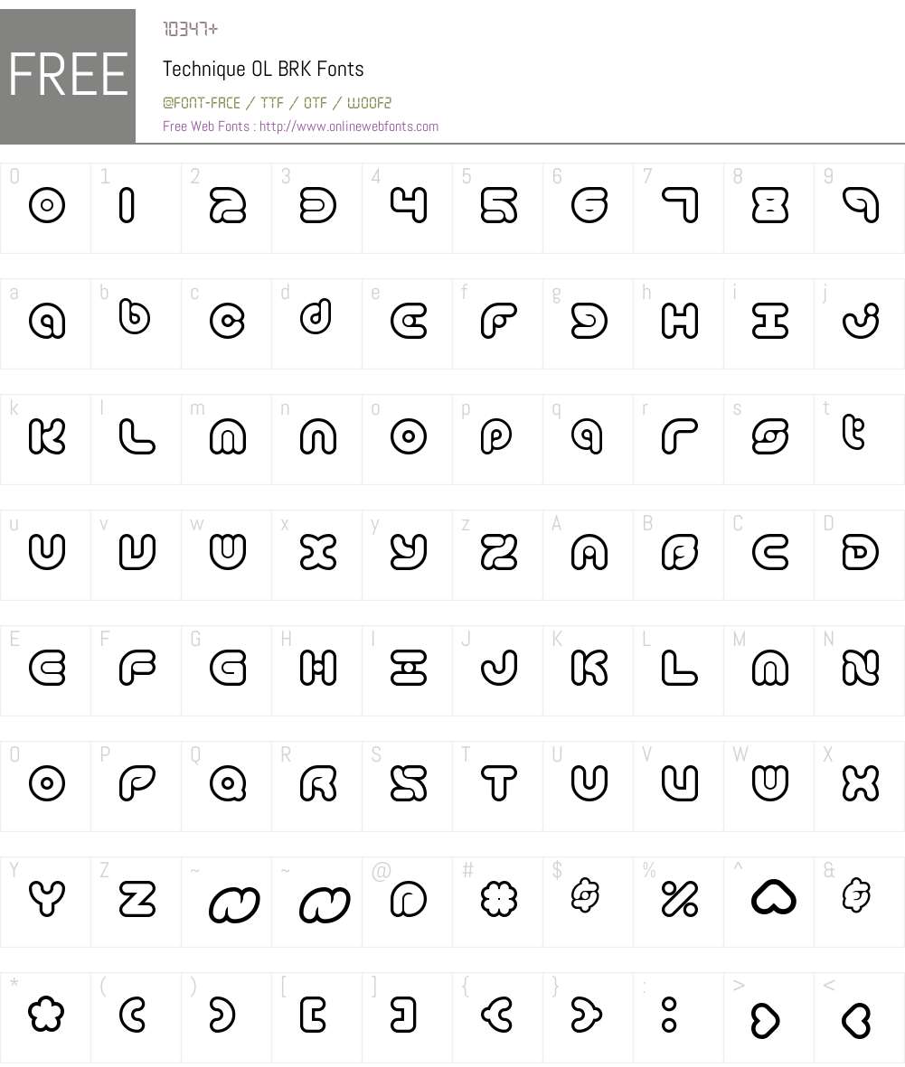 Technique OL BRK Font Screenshots