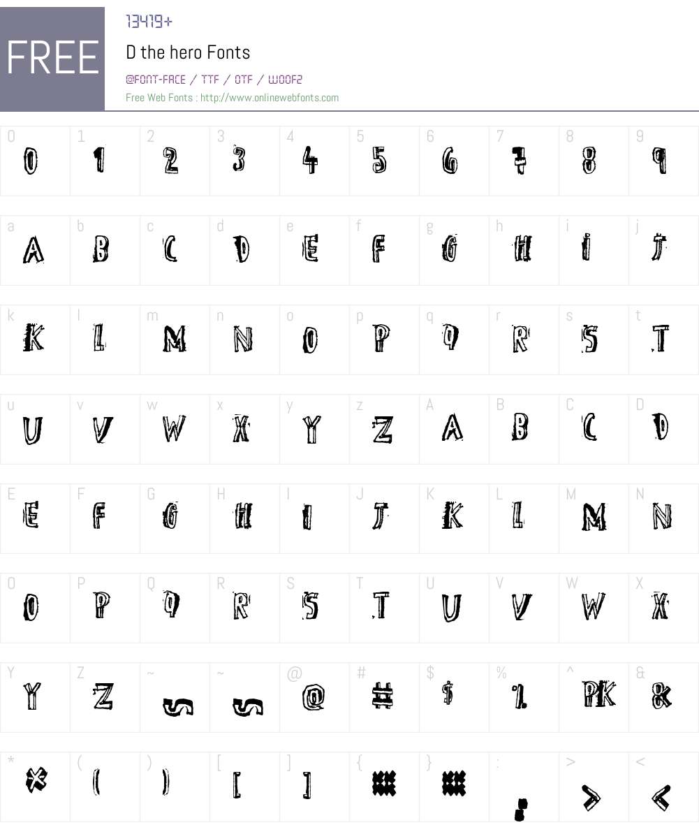 D the hero Font Screenshots