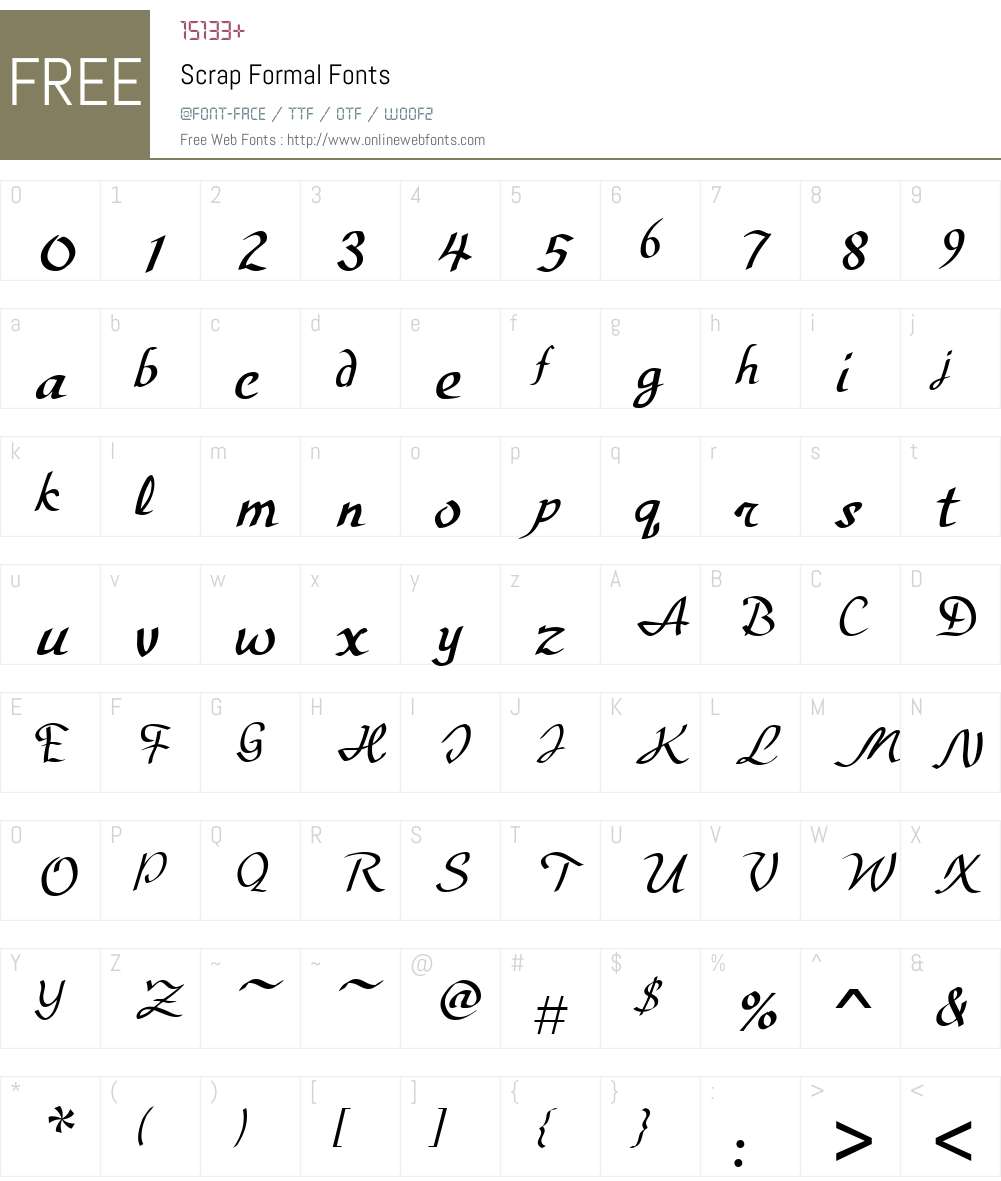 Scrap Formal Font Screenshots
