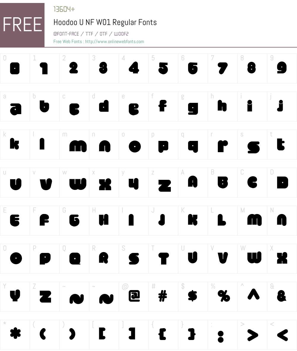 HoodooUNFW01-Regular Font Screenshots