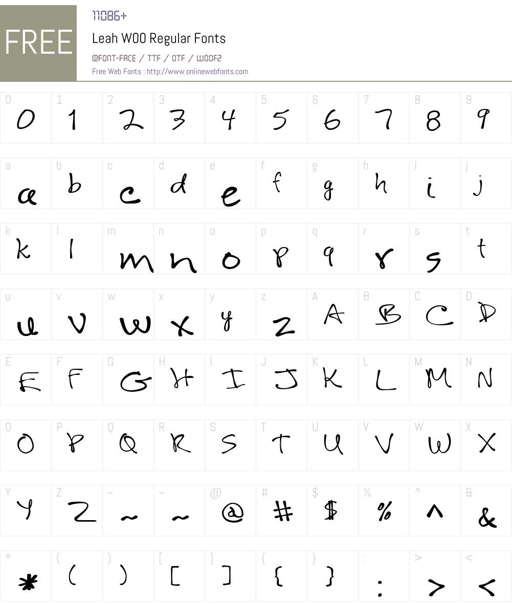 LeahW00-Regular Font Screenshots