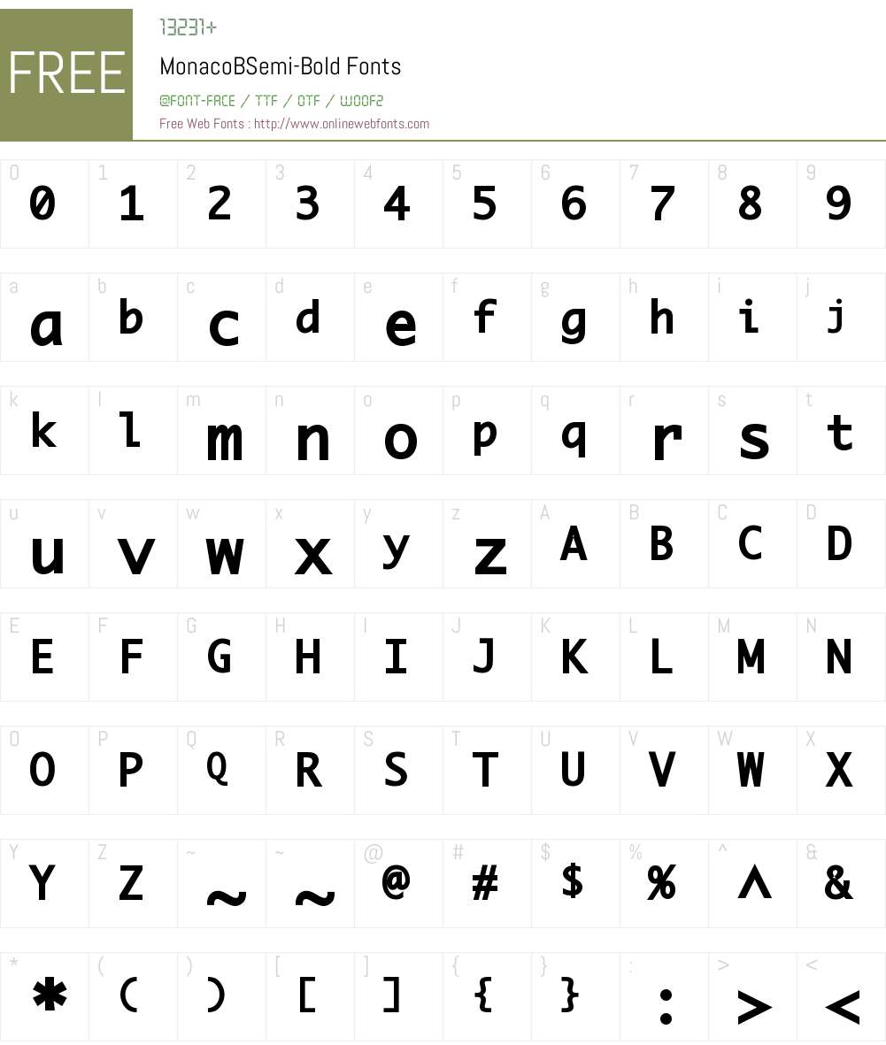 MonacoBSemi Font Screenshots