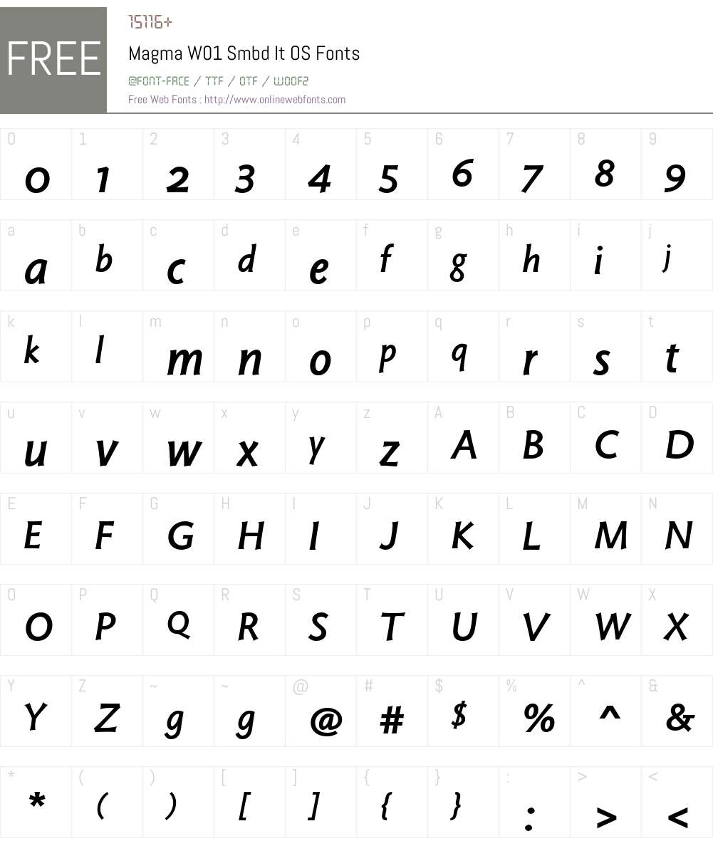 MagmaW01-SmbdItOS Font Screenshots