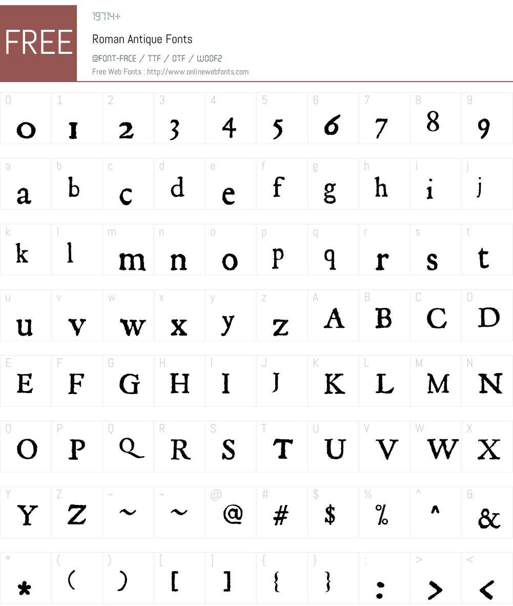 Roman Antique Font Screenshots