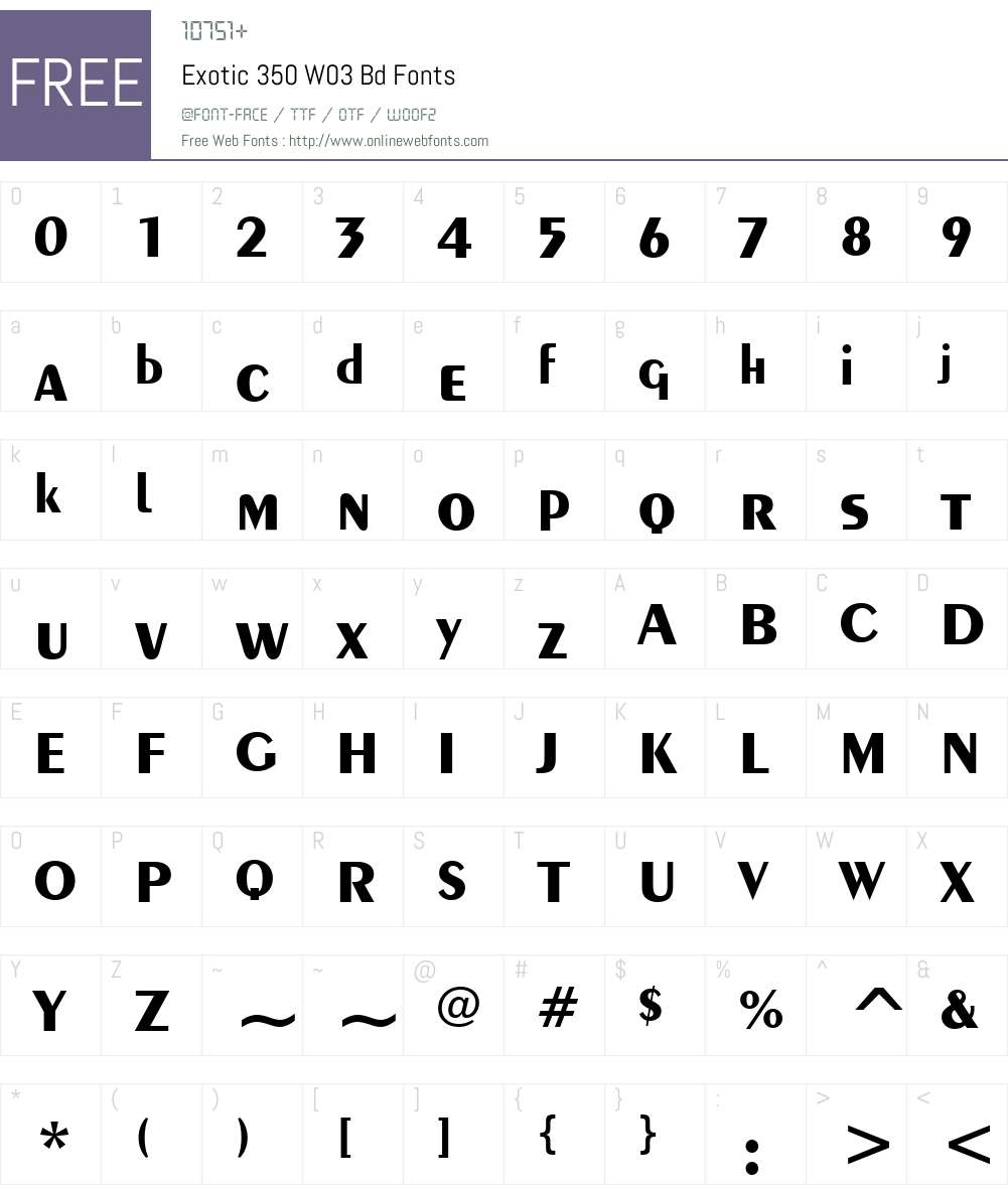 Exotic 350 Font Screenshots