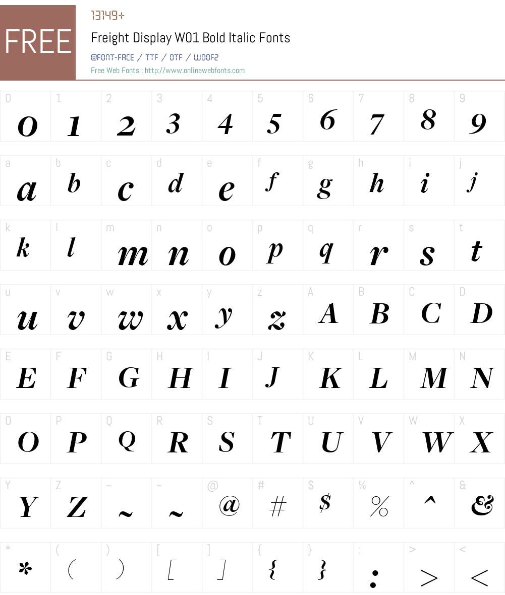 FreightDisplayW01-BoldItalic Font Screenshots