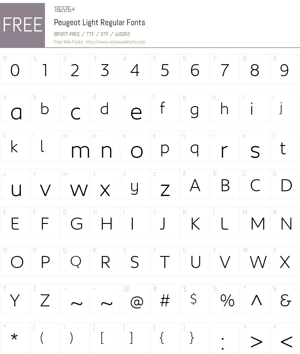 Peugeot Light Font Screenshots