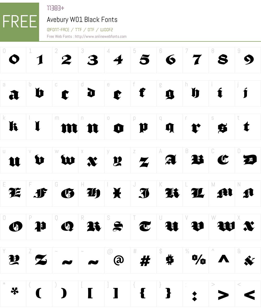 AveburyW01-Black Font Screenshots