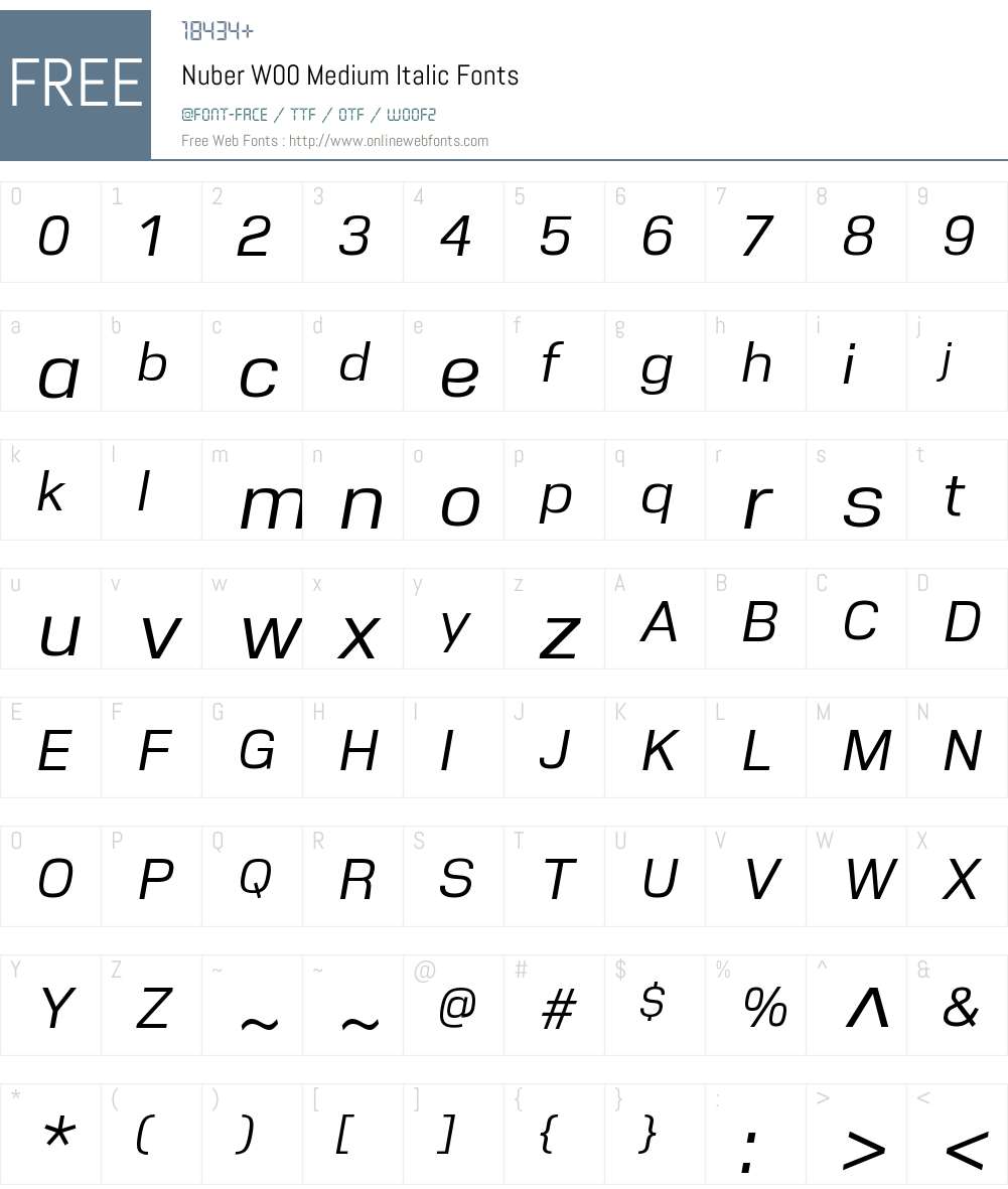 NuberW00-MediumItalic Font Screenshots