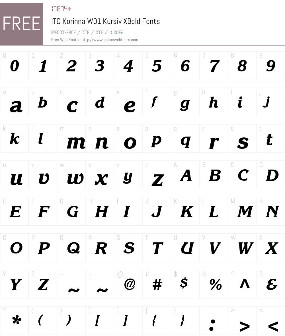 ITCKorinnaW01-KursivXBold Font Screenshots