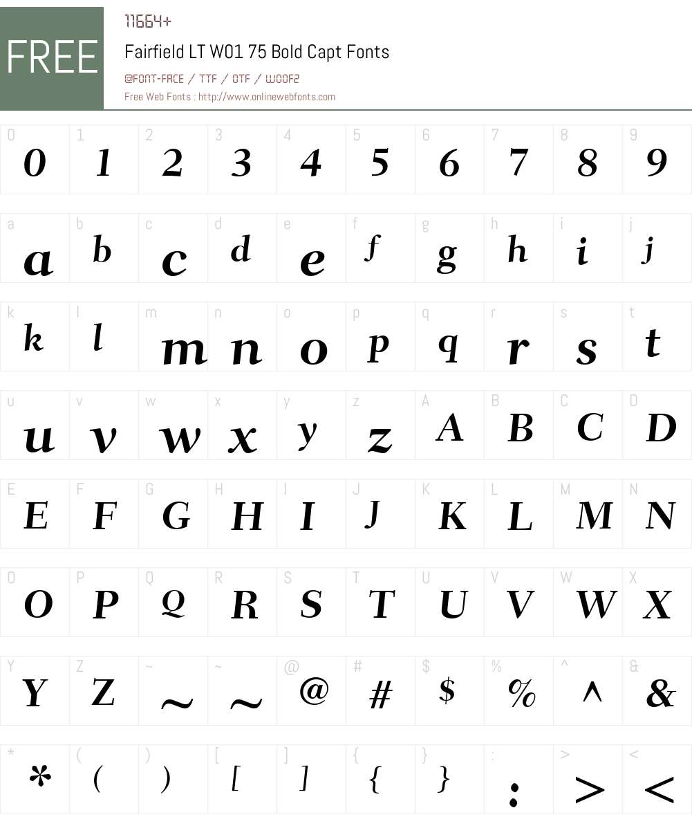 FairfieldLTW01-75BoldCapt Font Screenshots