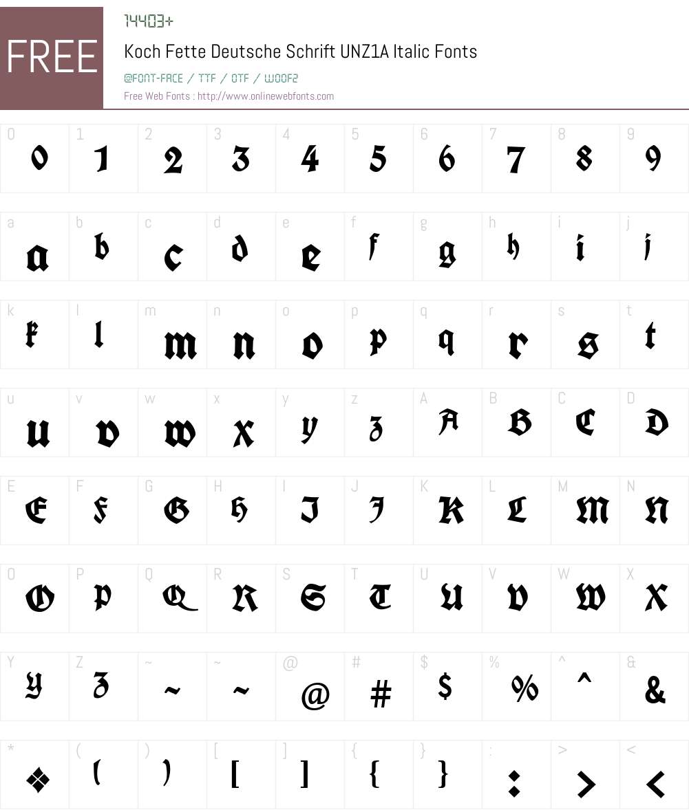 Koch Fette Deutsche Schrift UNZ1A Font Screenshots