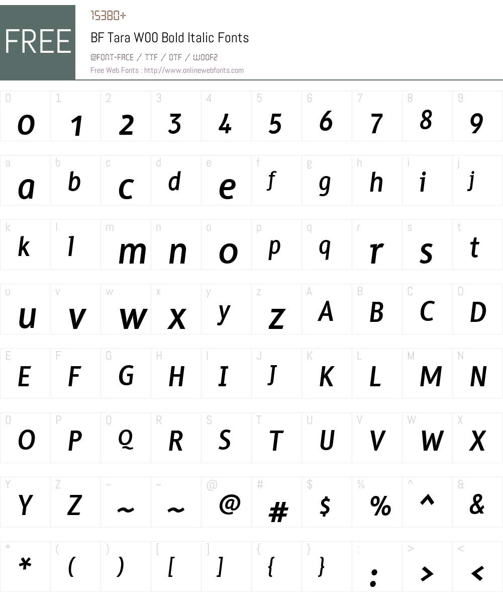 BFTaraW00-BoldItalic Font Screenshots
