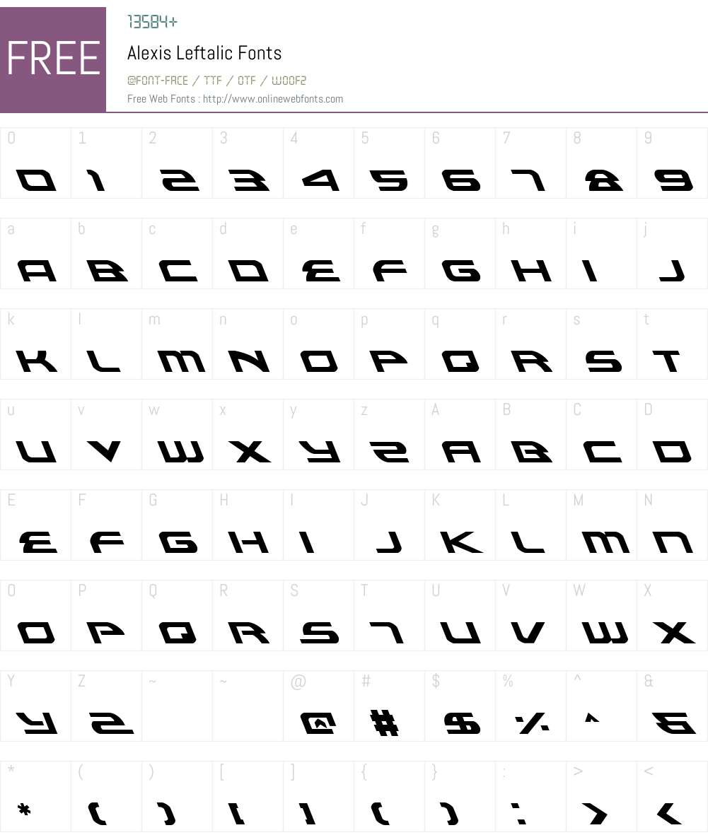 Alexis Leftalic Font Screenshots