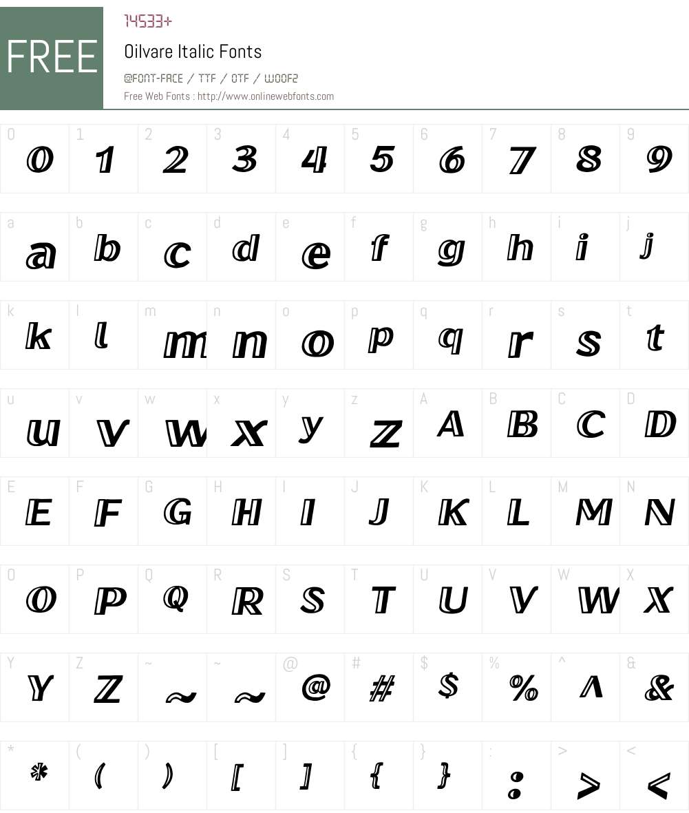 Oilvare-Italic Font Screenshots