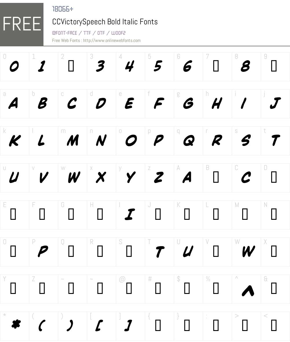 CCVictorySpeech-BoldItalic Font Screenshots