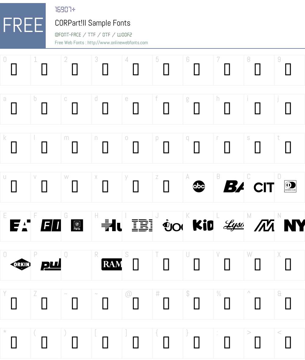 CORPart!II Sample Font Screenshots