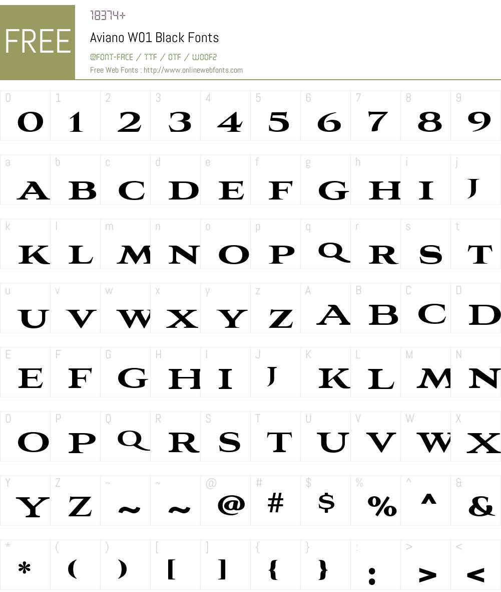 AvianoW01-Black Font Screenshots