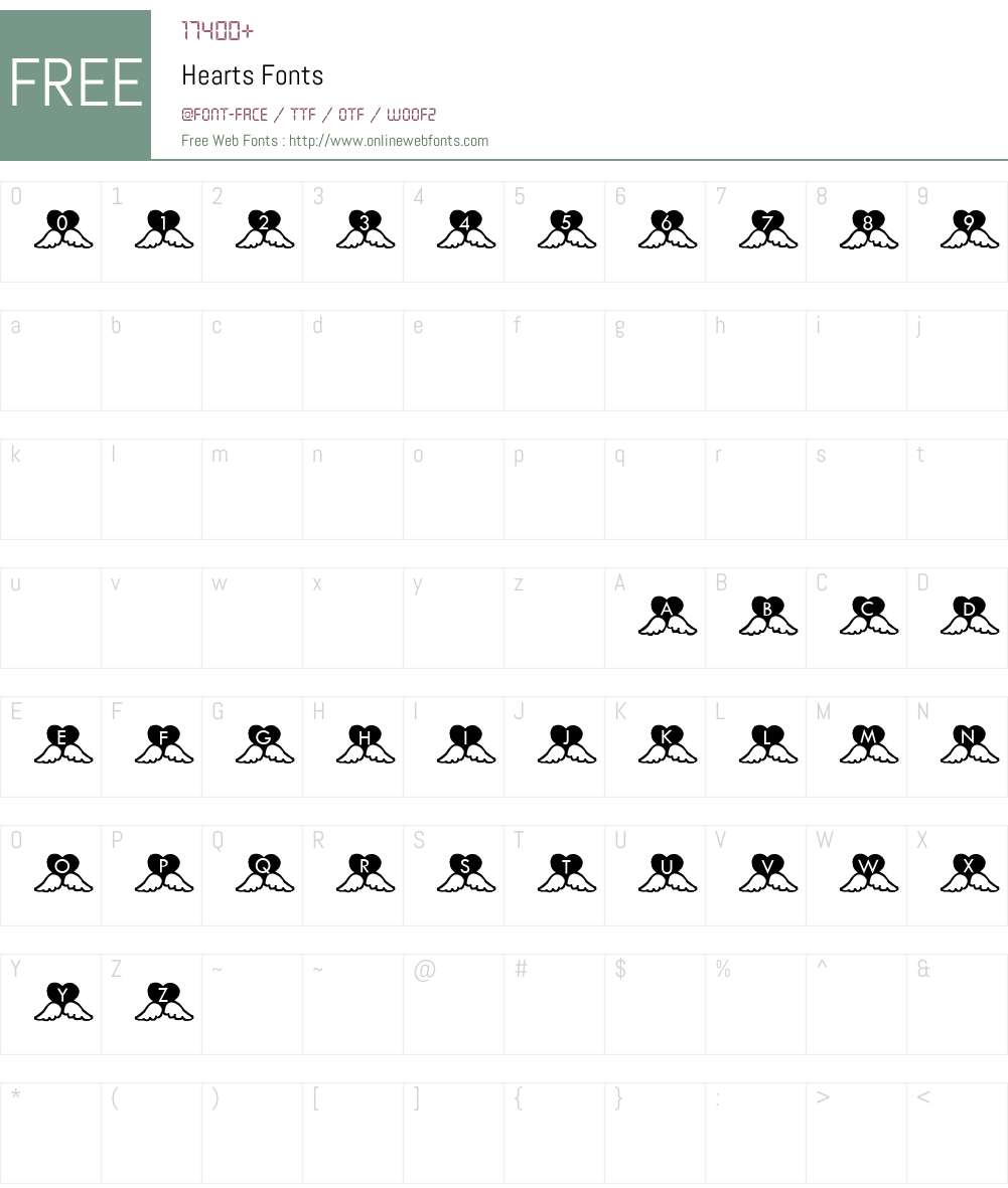 Hearts Font Screenshots