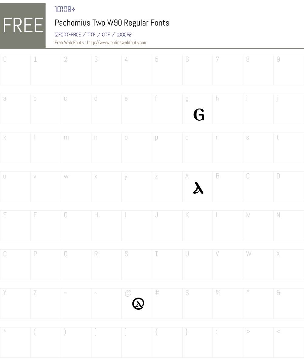 PachomiusTwoW90-Regular Font Screenshots