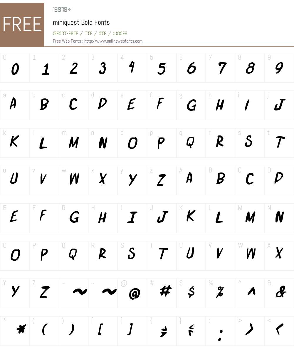 miniquest Font Screenshots