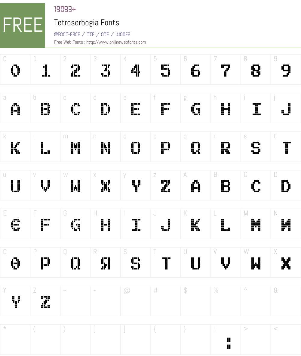 Tetroserbogia Font Screenshots