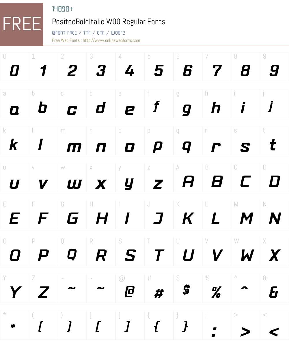 PositecBoldItalic Font Screenshots