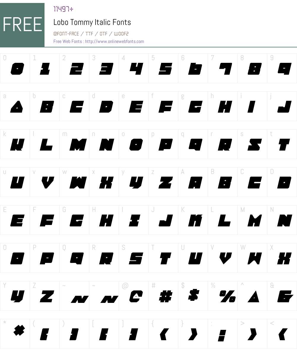 Lobo Tommy Italic Font Screenshots