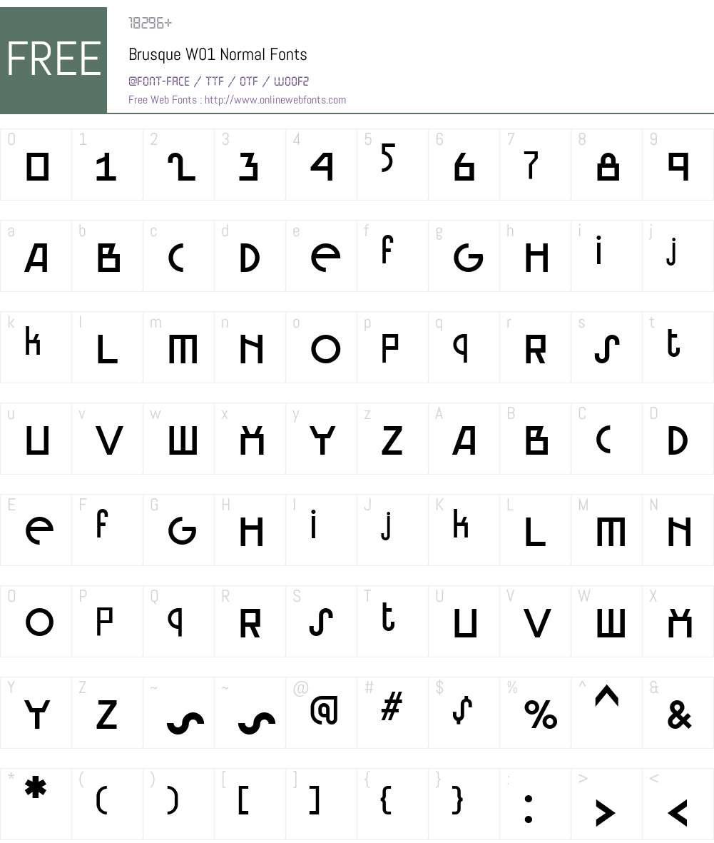 BrusqueW01-Normal Font Screenshots