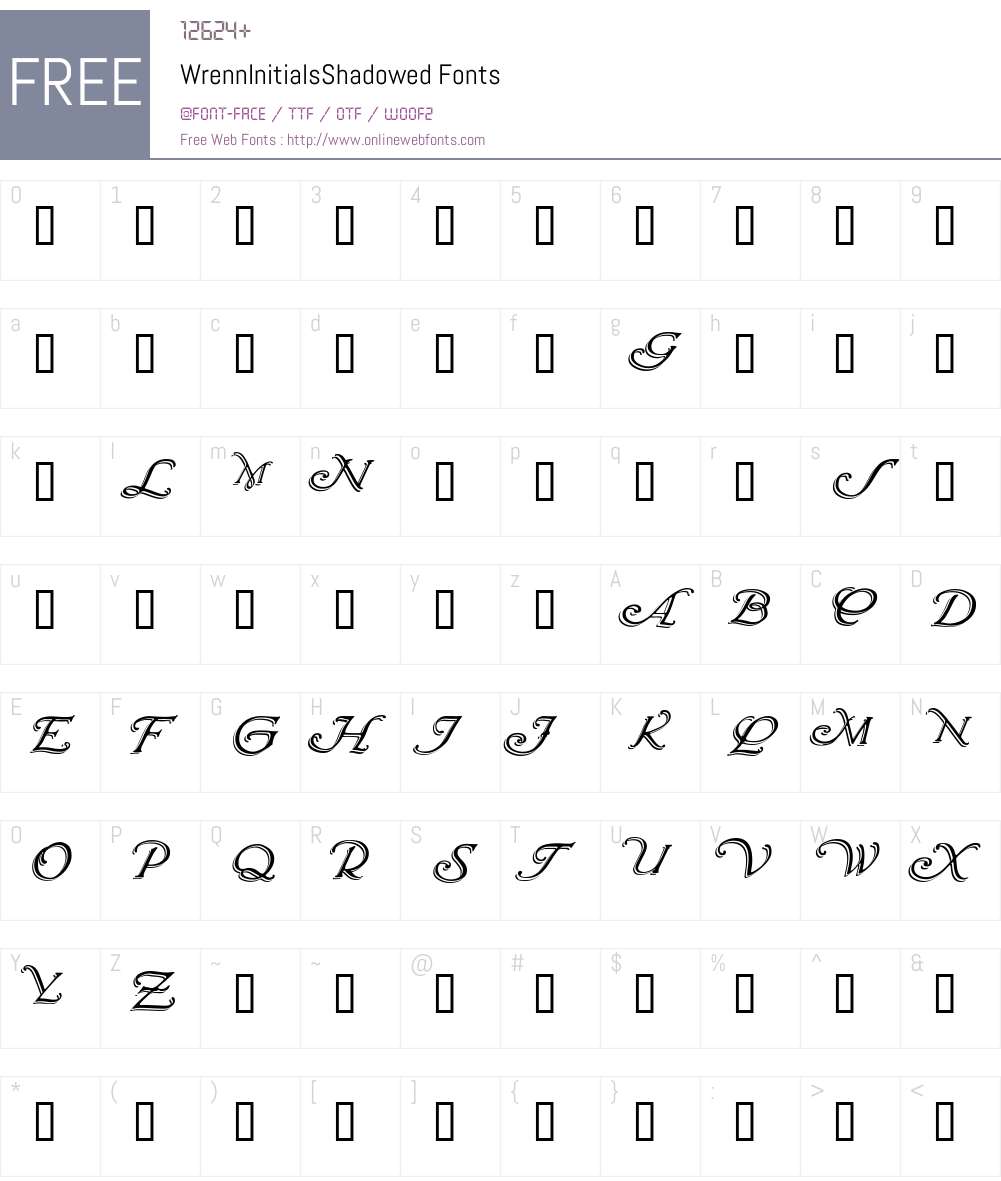 WrennInitialsShadowed Font Screenshots