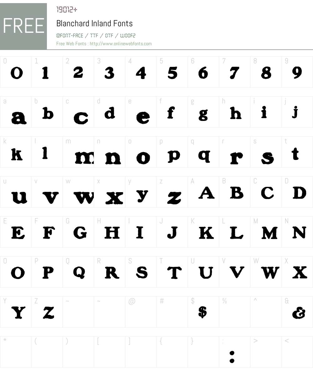 Blanchard Inland Font Screenshots