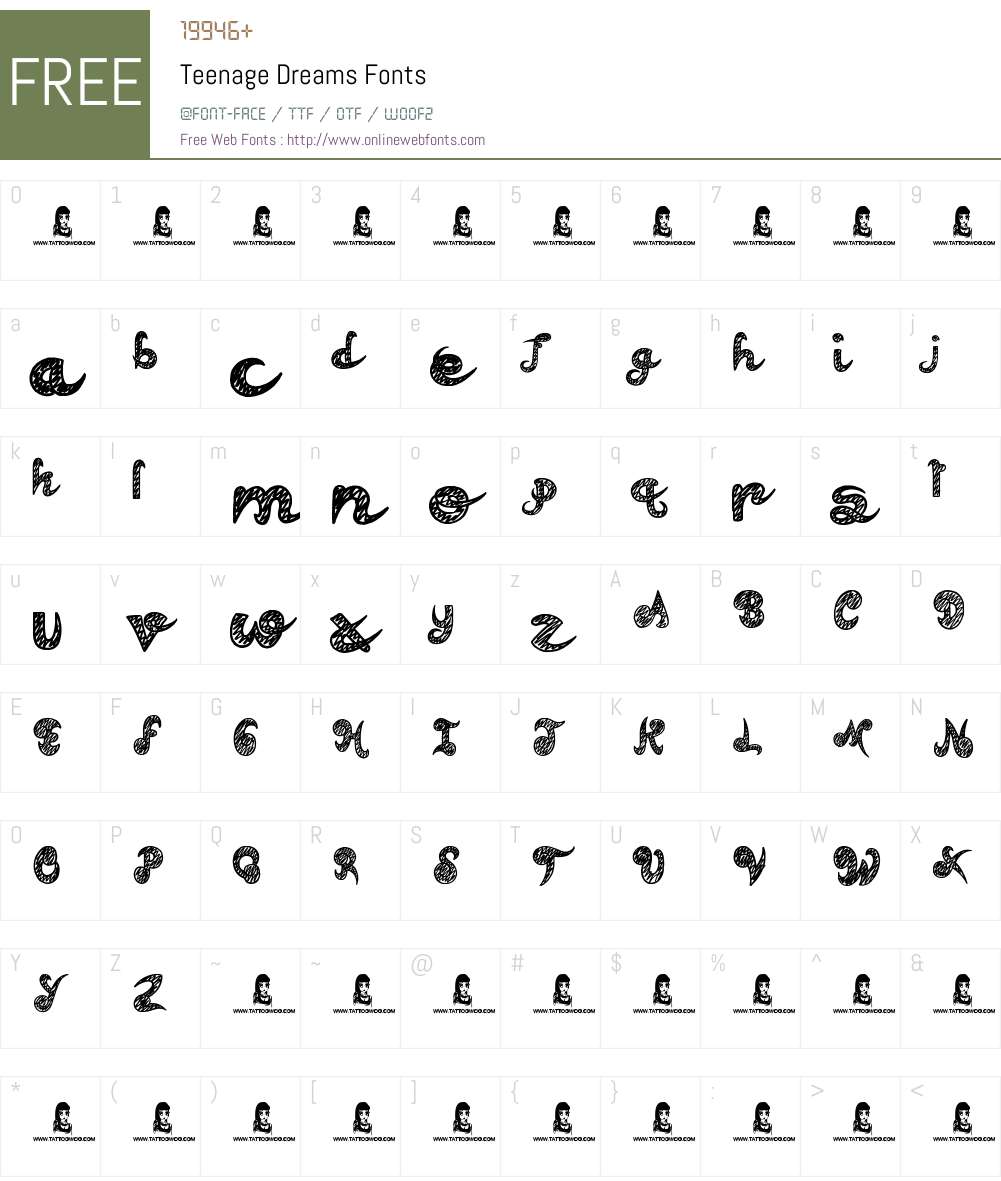 Teenage Dreams Font Screenshots