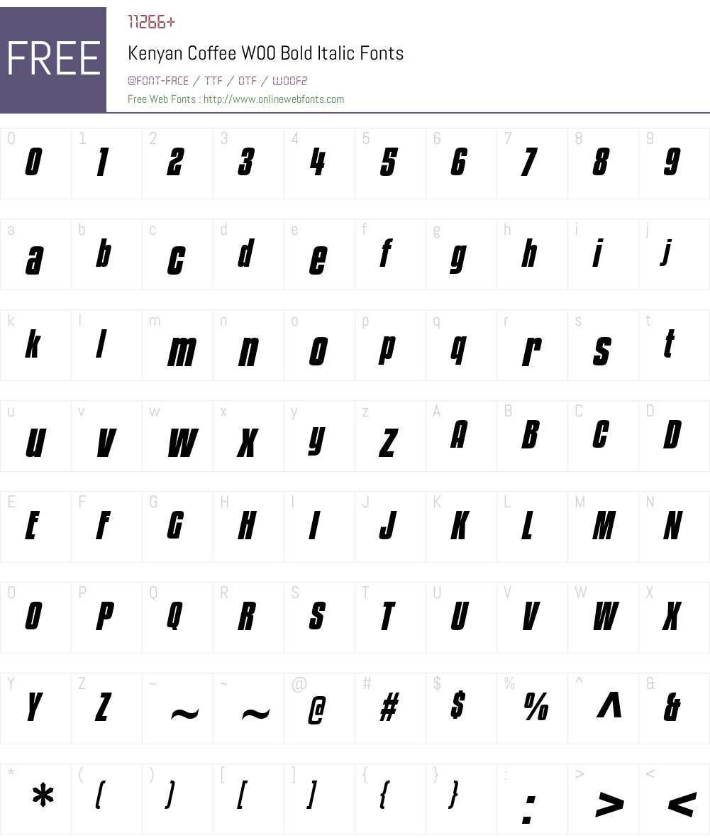 KenyanCoffeeW00-BoldItalic Font Screenshots