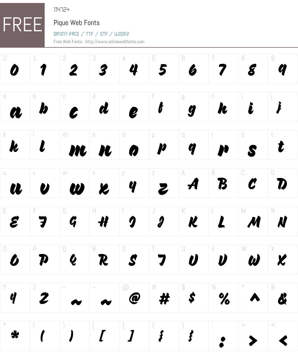 Pique Web Font Screenshots