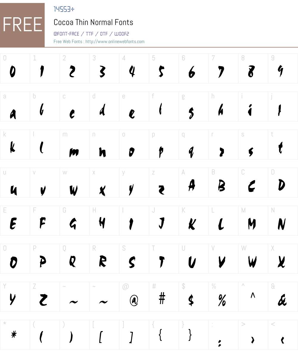 Cocoa Thin Font Screenshots