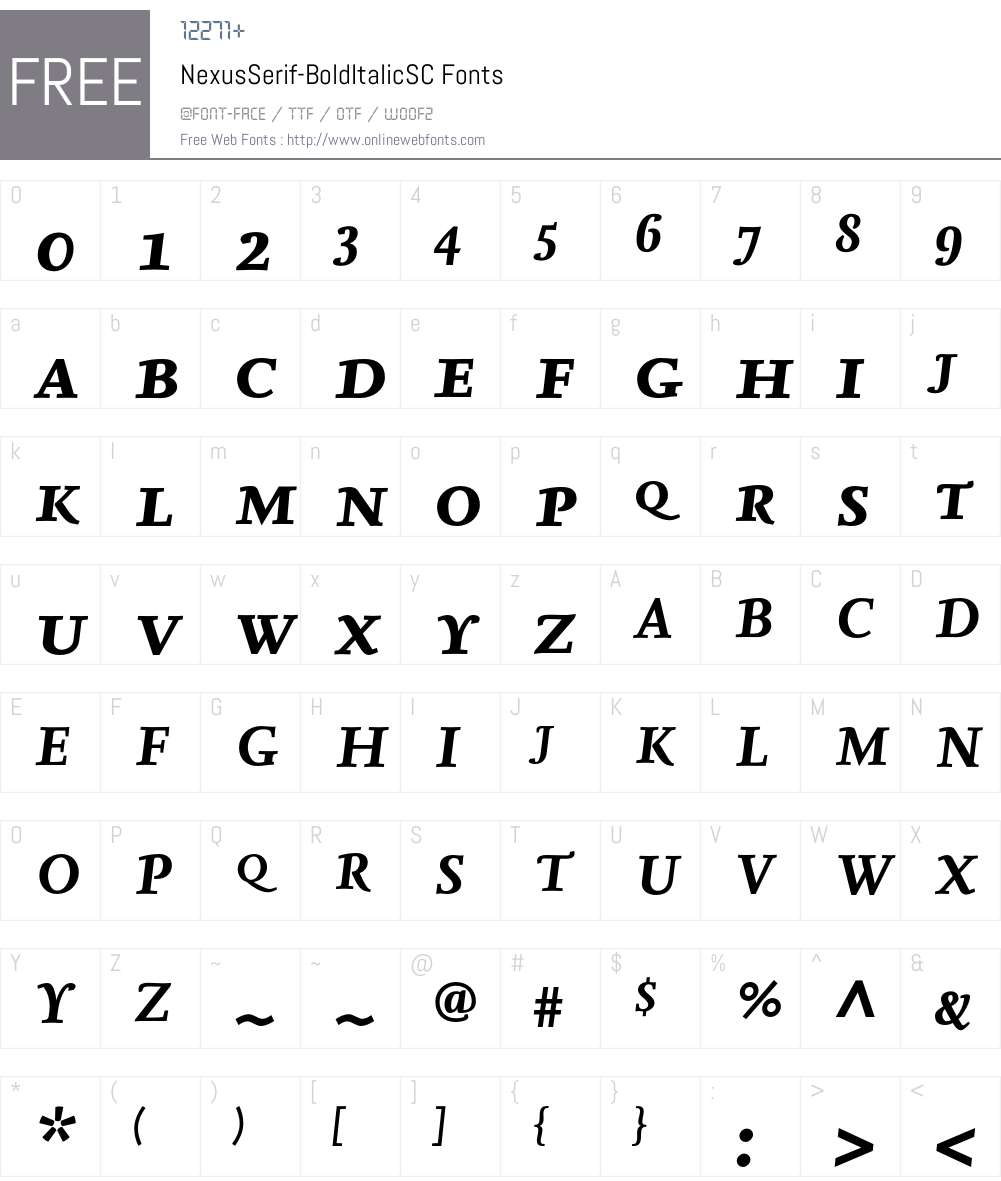 NexusSerif-BoldItalicSC Font Screenshots