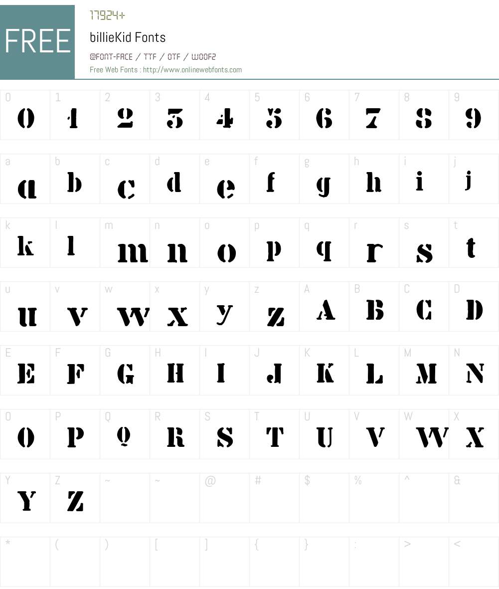 billieKid Font Screenshots