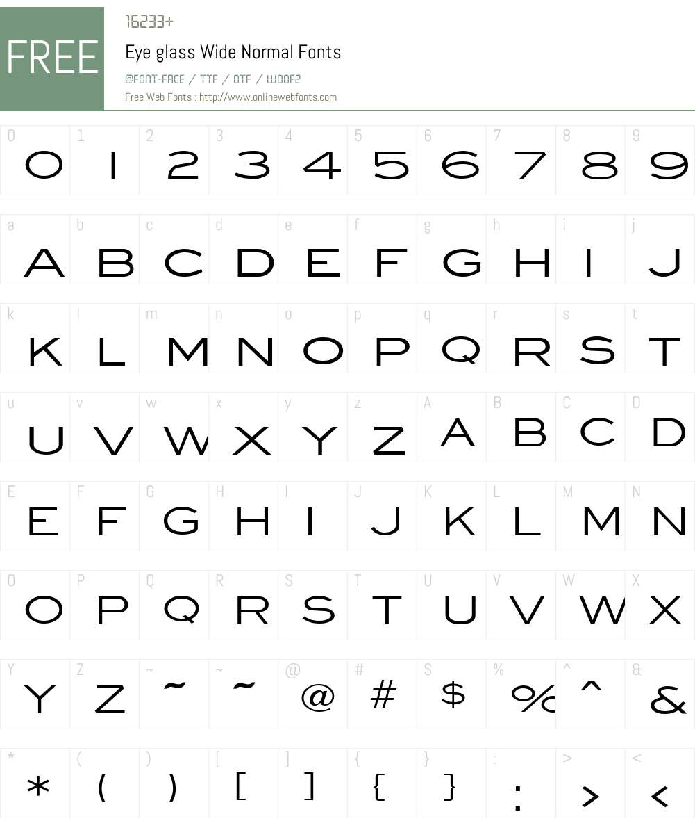 Eye glass Wide Font Screenshots