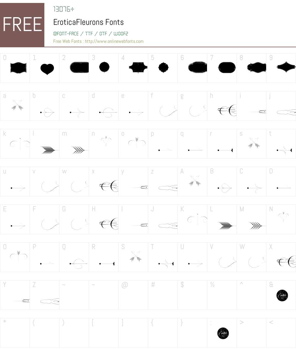 Erotica Fleurons Font Screenshots