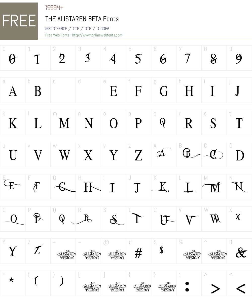 THE ALISTAREN BETA Font Screenshots