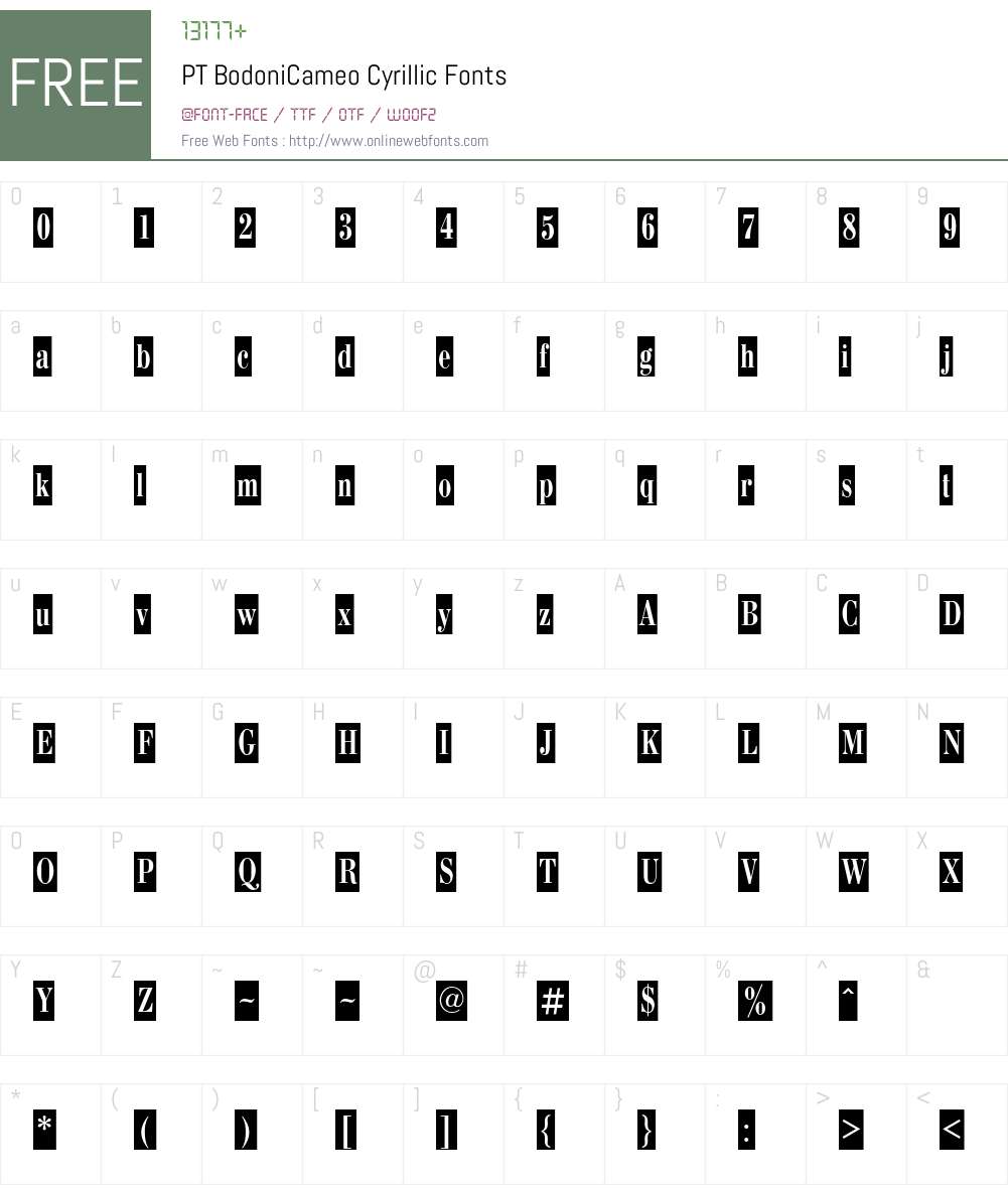 BodoniCameoC Font Screenshots