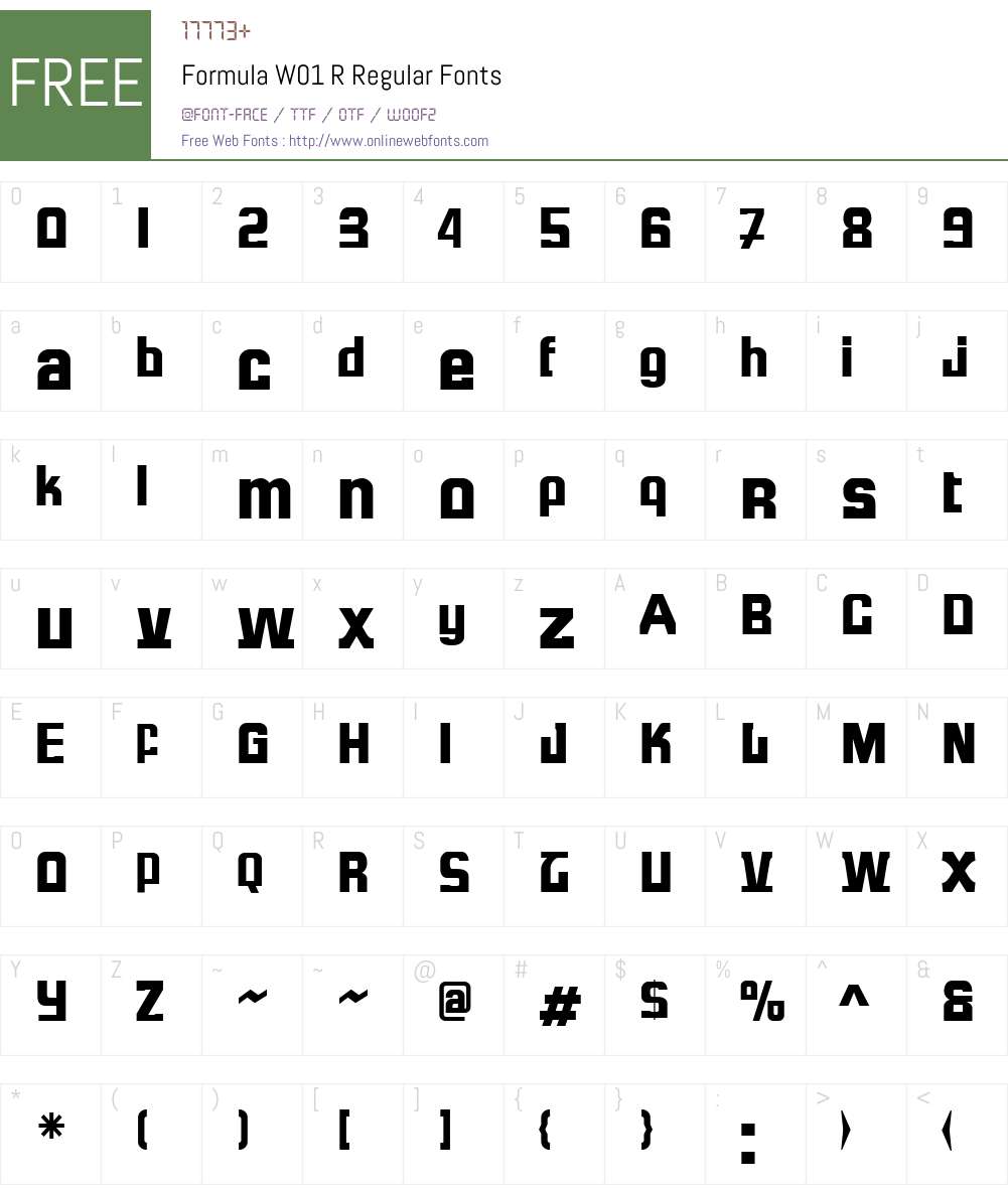 FormulaW01-RRegular Font Screenshots