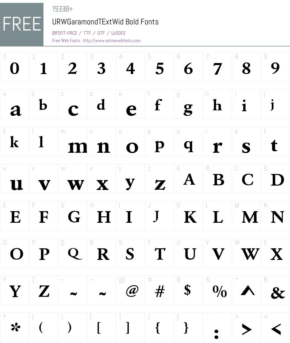 URWGaramondTExtWid Font Screenshots