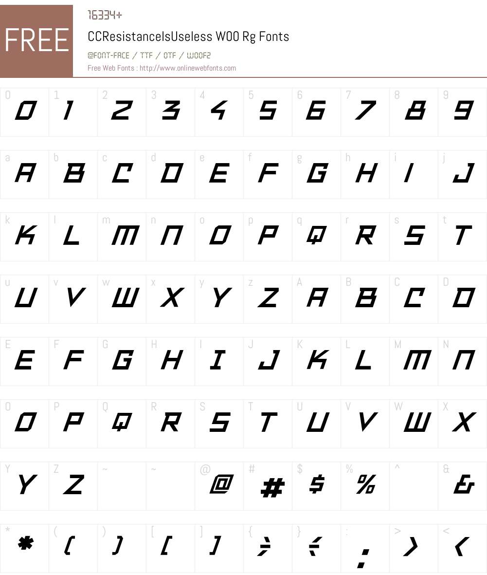 CCResistanceIsUselessW00 Font Screenshots