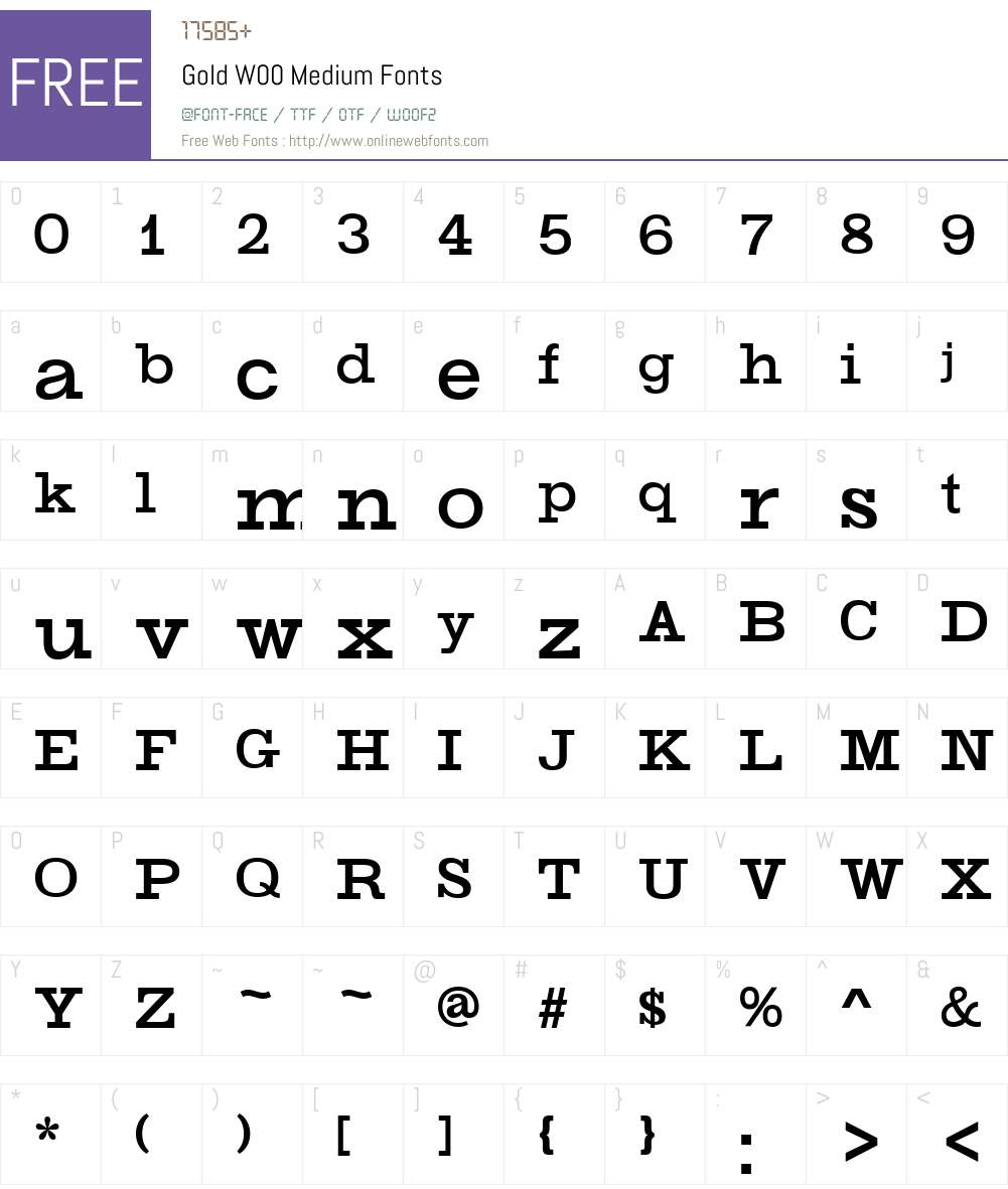 GoldW00-Medium Font Screenshots