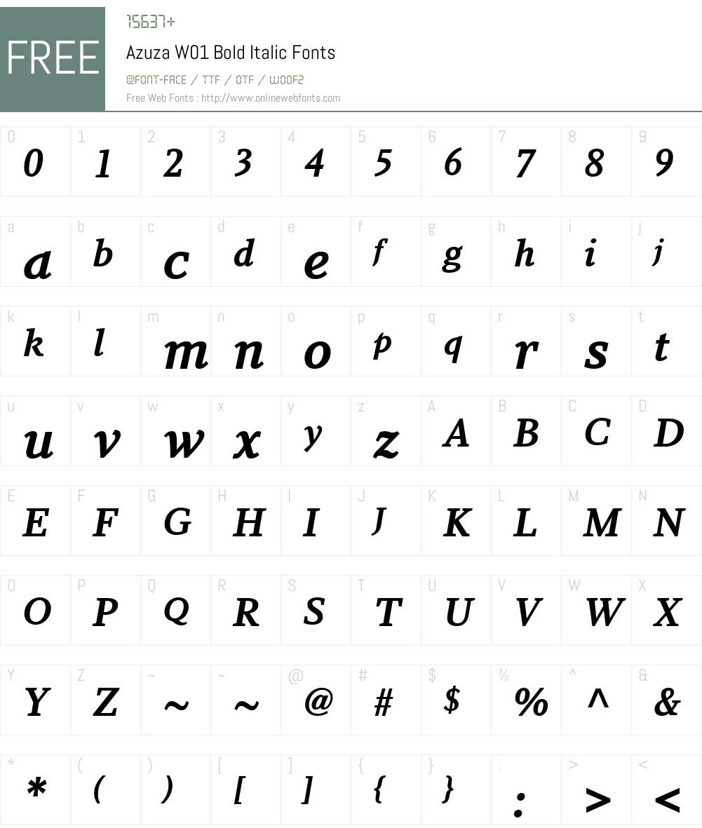 AzuzaW01-BoldItalic Font Screenshots