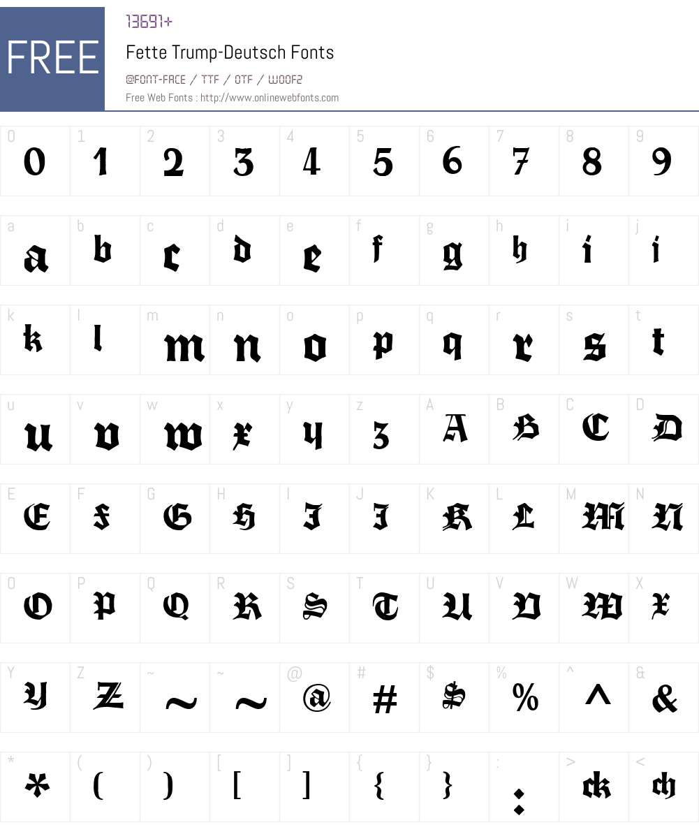 Fette Trump-Deutsch Font Screenshots